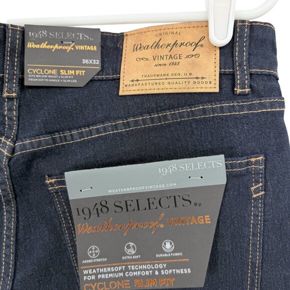 Weatherproof Vintage Men's Cyclone Slim Fit Ocean Depth Blue Denim Jeans 36x32 N - Picture 5 of 12